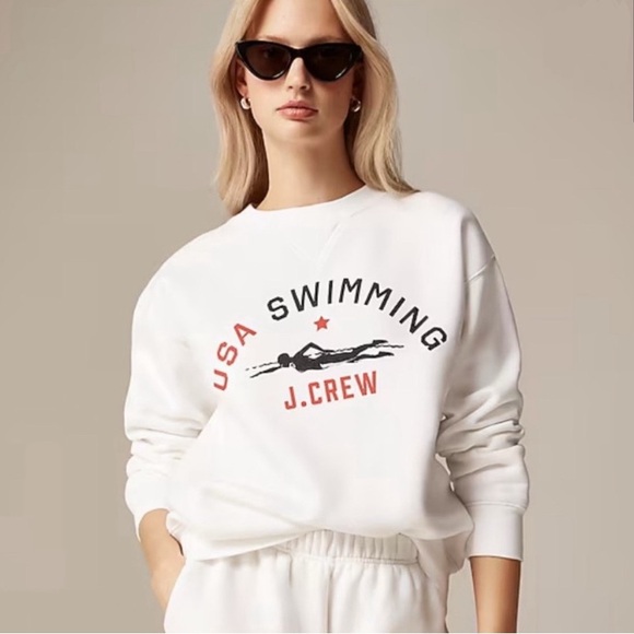 JCrew Limited-edition USA Swimming® Heritage Fleece Crewneck Sweatshirt Size XXS - Picture 2 of 12